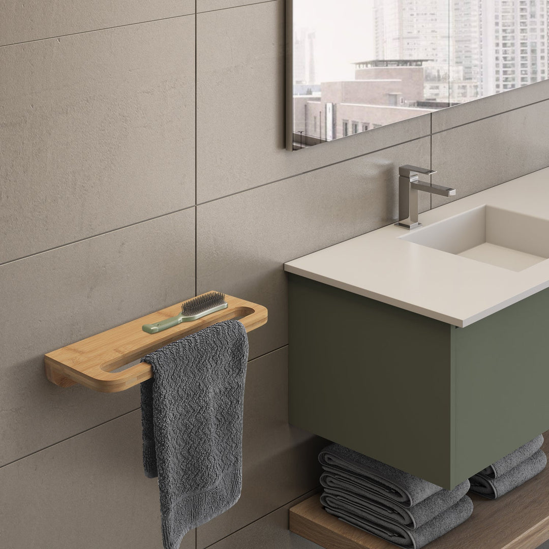 Hylla/handdukshållare i Himalayabambu