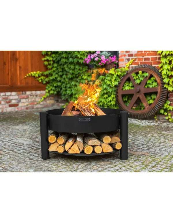 Cookking bålfad med brænde opbevaring