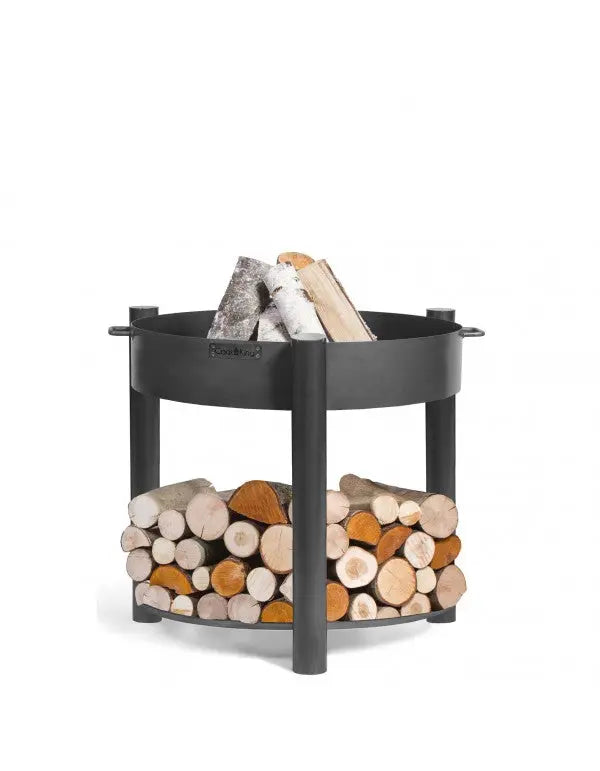 Bålfad med brændeopbevaring
