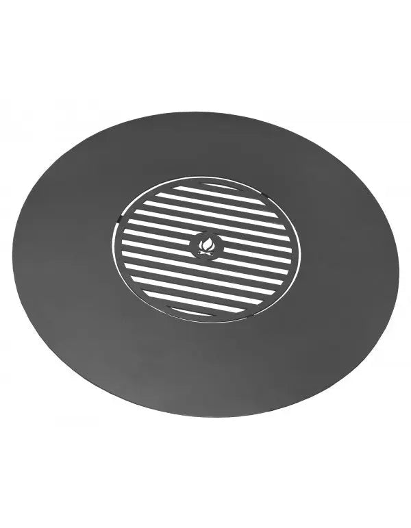 Rund grillplatta med galler - Svart