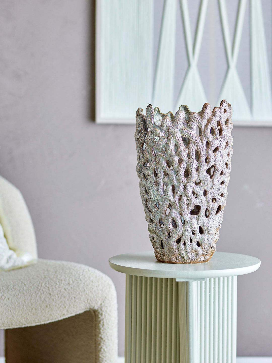 Eunice Deko Vase, Hvid, Stentøj