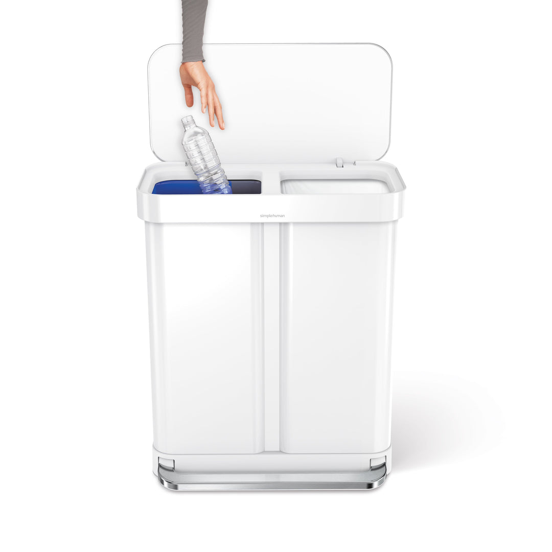 58l (34/24) pedalspand med to rum og poselomme - sideprofil - simplehuman