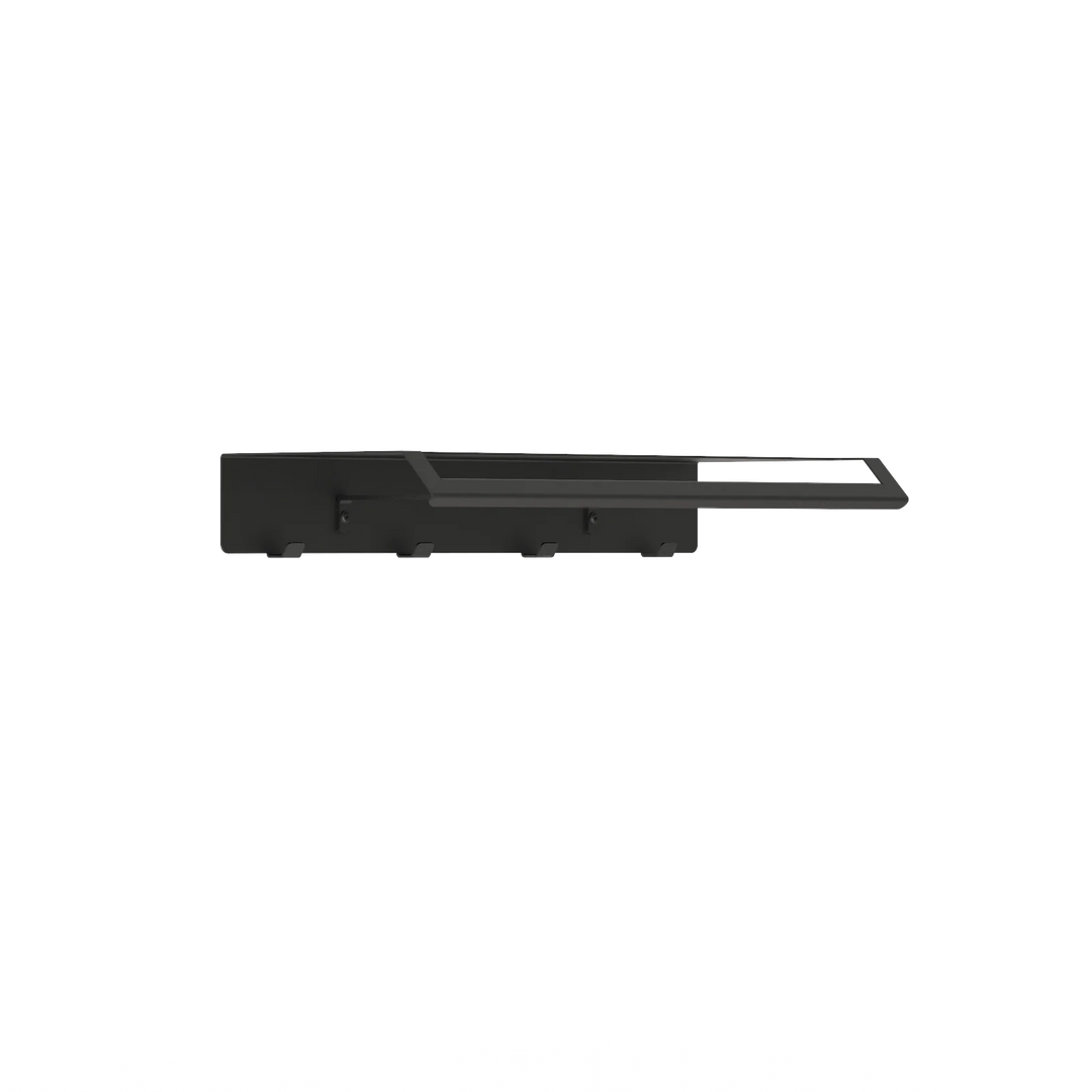 Sort stål væghængt knagerække - plads til bøjler 