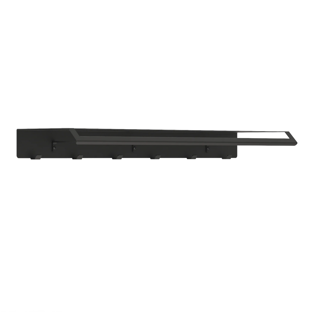 LYON knagerække i sort metal 97 cm – moderne knagerække med hylde og 6 kroge