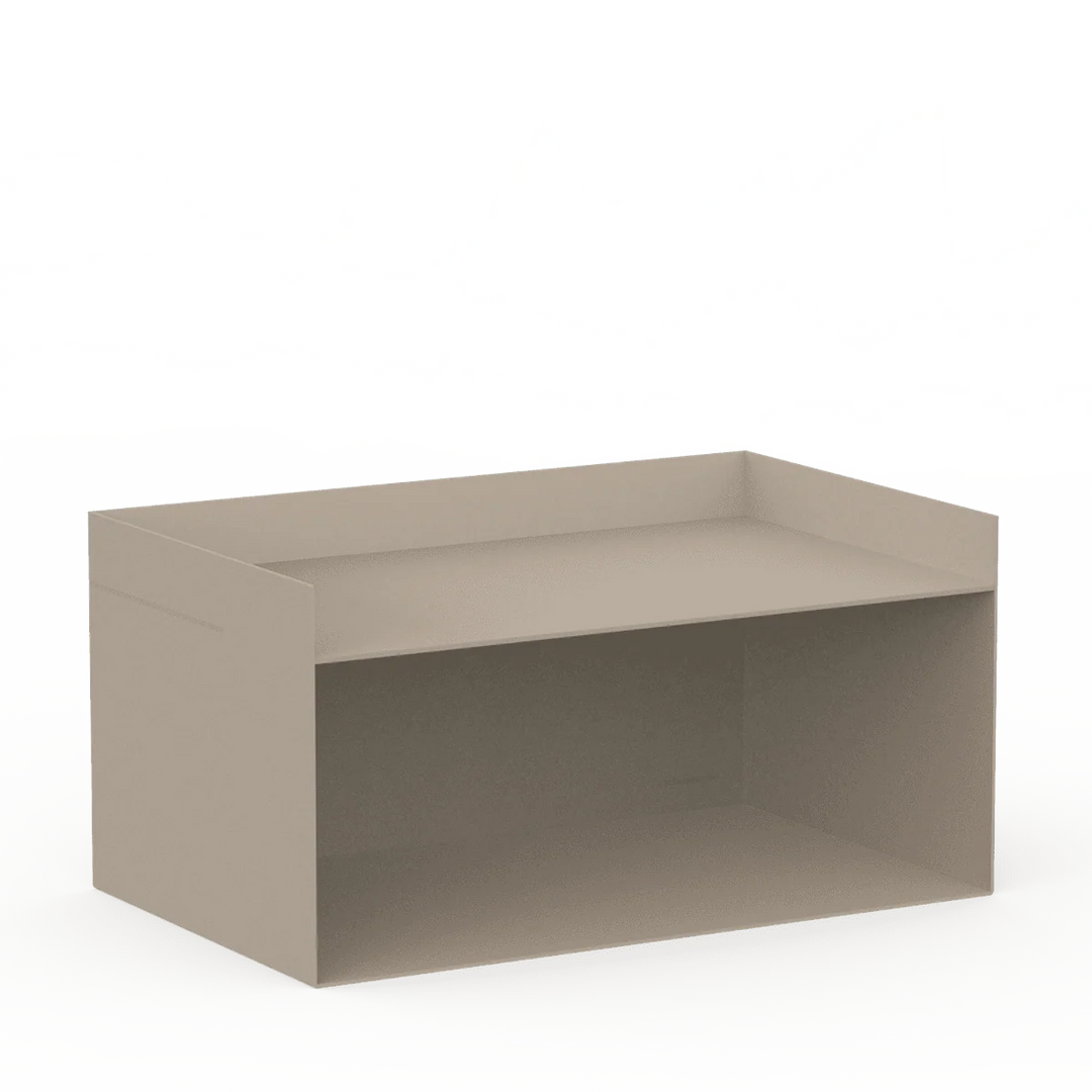 OSLO modul anvendt horisontalt som sofabord – pladsbesparende design i moderne aluminium