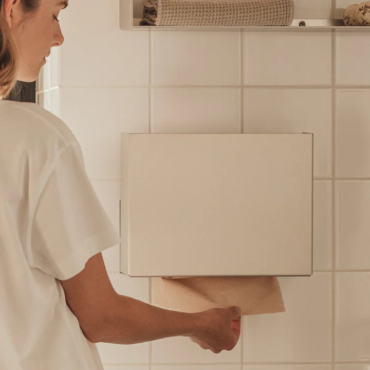 Papirdispenser til væg i børstet stål