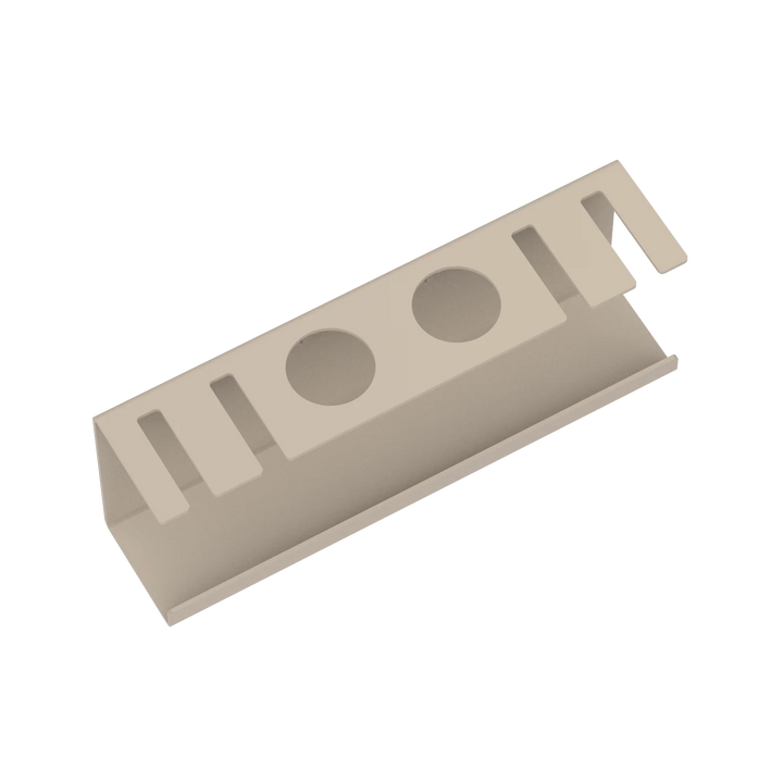 Detaljebillede af SEVILLA tandbørsteholder – robust rustfrit stål med mat overflade