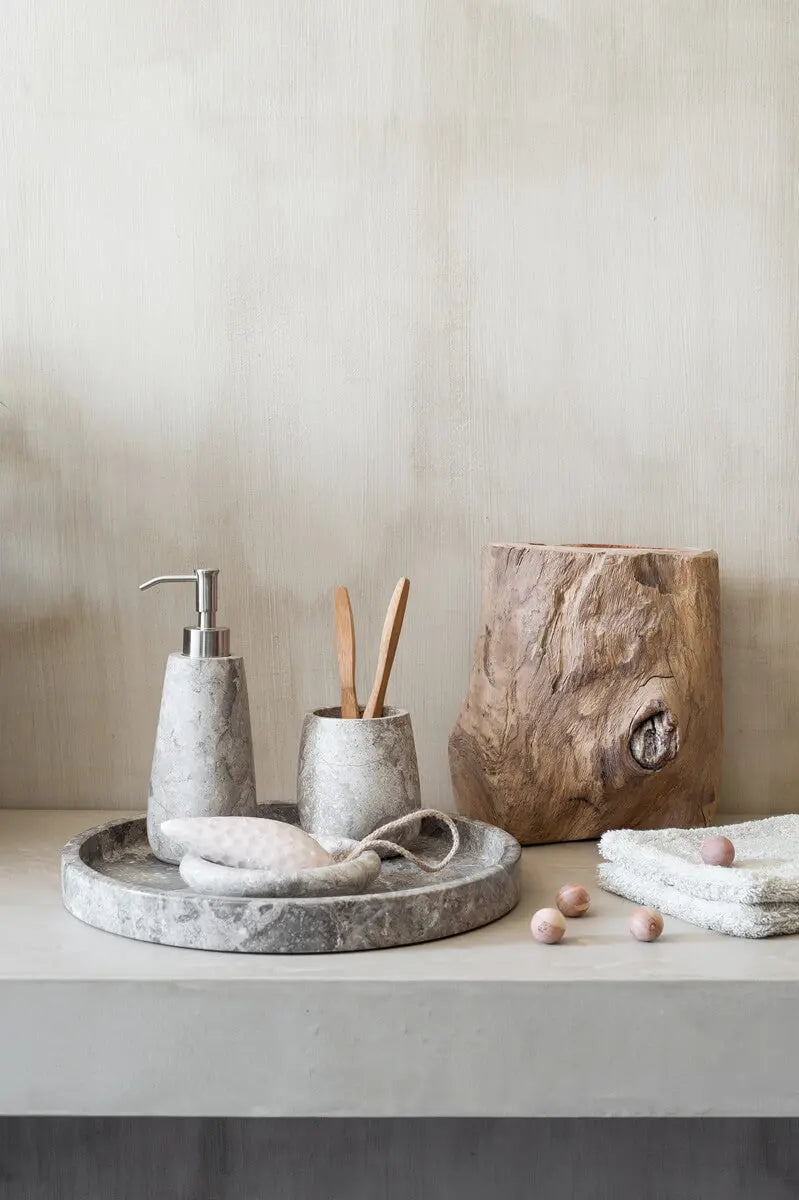 Rund marmor bakke beige