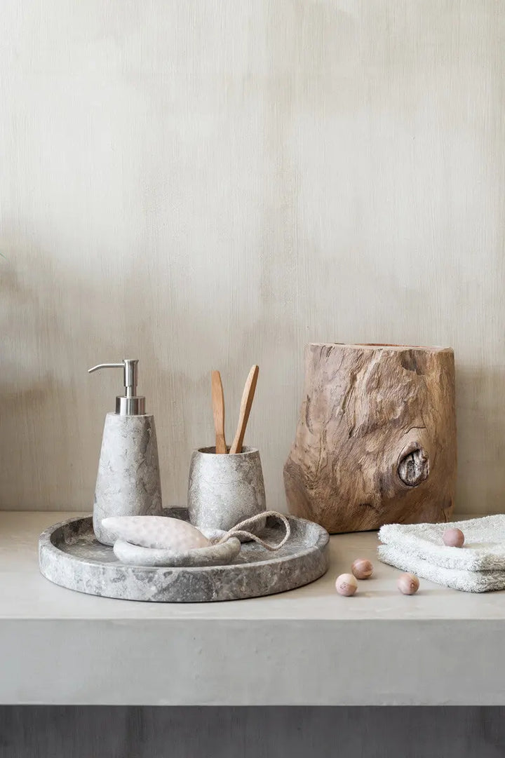 Rund marmor bakke beige