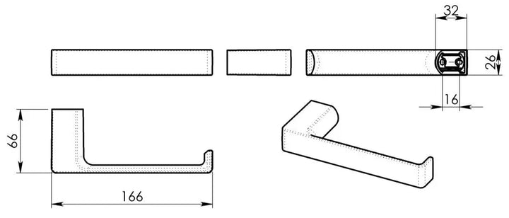 Tegning til piren toiletpapirholder i hvid